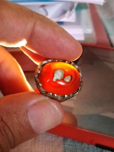 CINCIN BATU AKIK YAMAN MOTIF BUNGKEM ASLI ALAMI