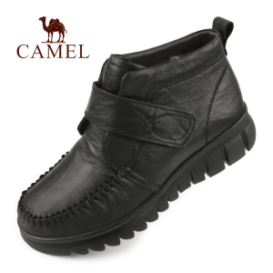 Camel | Warm Comfortable Mid-aged Womens Leather Wool Boot
