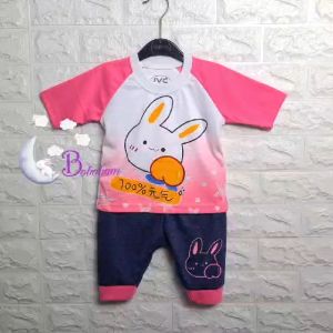 BOBOBAM BAJU BAYI PEREMPUAN SETELAN ANAK CEWE LUCU STELAN CEWEK 6 12 BULAN CANTIK TRENDY KEKINIAN TANGAN PANJANG SEPEREMPAT LUCU KELINCI