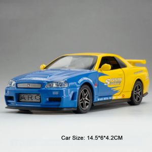 MAKEDA | 1:32 SYLPHY Miniature Taxi Toy Car Models Alloy Diecast GTR34 Sports Cars Sound Light Doors Opened Pull Back Vehicle Toys Gifts