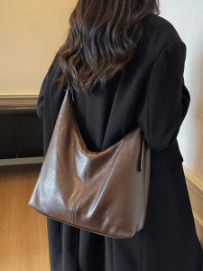 Large Capacity Retro Commuter Tote Bag Womens 2025 Autumn New Style Simple Quality Crossbody Shopping Bag Zipper Closure