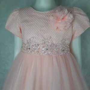 Big Joy Girls Formal Gown Elaina With Applique Flower with Pearl  Peach For Ages 3 to 8 Yrs Old 564288