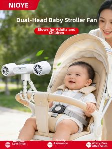 NIOYE | Baby Stroller Cooling Portable Dual-head Fan