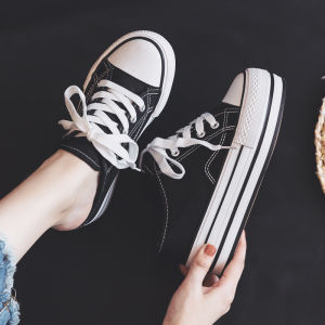 Casual Canvas Shoes Womens Thick Bottom Platform Slip-On Sneakers Increased Height Spring Season Low Top Lazy Shoes