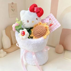 Sanrio | Genuine Hellokitty Dolls With Artificial Flowers Creative Sanrio Handmade Bouquets Christmas Birthday Valentine Graduation Gifts