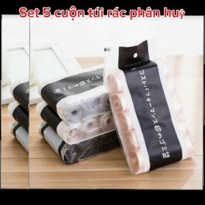 Set 5 cuộn túi rác tự phân hủy - Mẫu mới công nghệ Nhật Bản an toàn cho môi trường