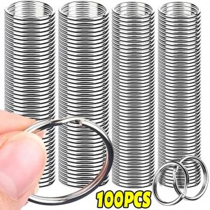 100/20pcs Key Ring Key Chain 25mm Round Flat Round Split Keychain Polished Metal Blank Circle For DIY Findings