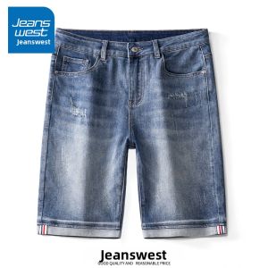 Jeanswest Mens Summer Thin Loose Fit Casual Straight Leg Denim Shorts Ice Sensation Five-Quarter Pants Youth Fashion Outerwear