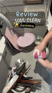 Soul Clean น้ำยาล้างจานสูตรเข้มข้น ช่วยขจัดคราบมันและคราบอาหารได้อย่างหมดจด ล้างออกง่าย ไม่ทิ้งสารตกค้าง