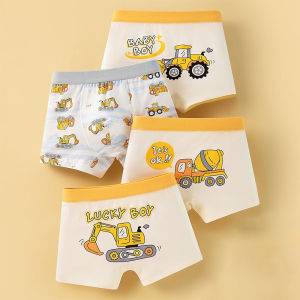 4-Piece High Quality Cotton Boys Boxers Truck Car Cartoon Children Underwear Comfortable Kids Boxer Shorts 3-11T Boy Boxer Brief
