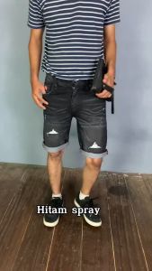 FIVE BROTHER Celana Jeans Pendek Pria Sobek Ringkel selvedge