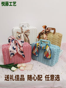 กล่องเก็บของทรงถ้วยไผ่สไตล์ย้อนยุค กล่องของขวัญแต่งงาน กล่องเก็บของสำหรับปิกนิกกลางแจ้ง ขนาดใหญ่ กลาง ขนาดเล็ก กล่องเก็บของแบบถือ