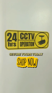 Dsign 24 HRS CCTV Operation 10x4" Sticker Signage Vinyl l Warning Sign l Waterproof Sticker