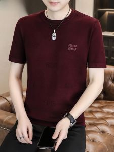 HENGYUANXIANG | Hengyuanxiang 2025 Spring Autumn Mens Slim Fit Knitted Short Sleeve T-Shirt Fashionable City Style Round Neck Letter Pattern