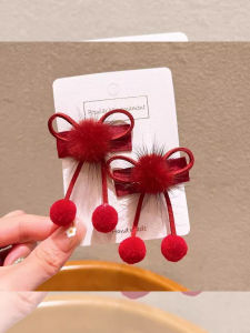 New Year Red Butterfly Knot Hair Clip Children BB Clamp New Style Fringe Tassel Side Clip Little Girl Hair Card Sweet Style