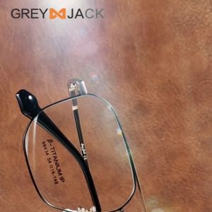 Grey Jack Frame Kacamata Titanium Kotak Double Bridge Stylish Bisa Minus Antiradiasi Blueray Photocromic Keren 98434
