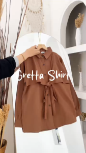 GRETTA SHIRT - FLOTTILICIOUS / Atasan Kemeja Wanita Polos Outfit Terbaru Cantik Style dengan Tali Pita Depan