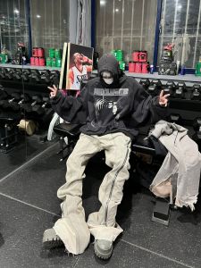 Grailz Project G/R Washed Vintage Hoodie Loose Fit American Casual Autumn Winter Sweatshirt Street Toxin Print Cotton 100%