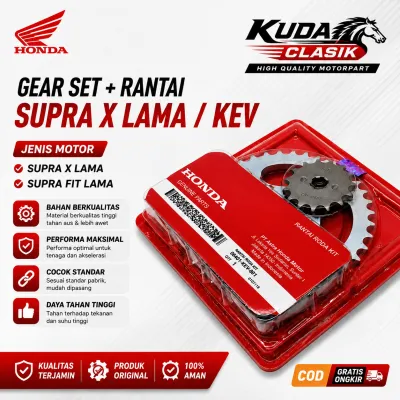 GEAR SET+RANTAI KEV SUPRA LAMA ORIGINAL GIR SET SUPRA FIT LAMASUPRA X LAMA