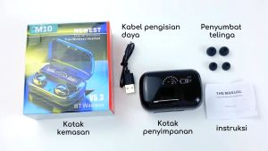 Bluetooth Nirkabel M10 EarPhone Smart Touch Pelantang Telinga Stereo Headset dengan Pengisian Kotak untuk iPhone Android Huawei XiaoMi Realme Samsung Oppo Vivo