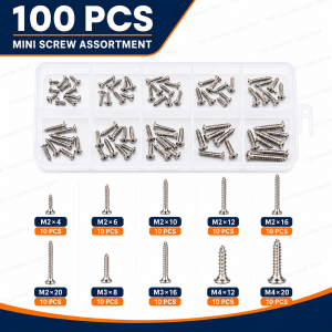800pcs Self Wood Screws Set M2 Flat Head Sheet Metal Screw Self Screws Assortment Kit Lock Nuts Screw Fastener Sets