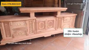 Tủ Vát gỗ hương đá dài 220x75x49 (làm kt tùy ý) kệ tivi bày đồ