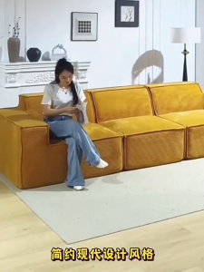 4 Sofa kompresi vakum blok tahu sofa kain korduroi vintage spons murni gulungan tanpa kerangka sofa ruang tamu