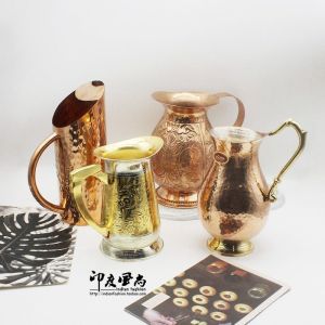 Southeast Asian Style Brass Dining Utensils Zha Hu Water Pot Copper Art Soft Decoration for Restaurant Bar Cafe Handmade Metal