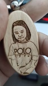Personalized Wooden Keychain Laser Engraved Name and Photo