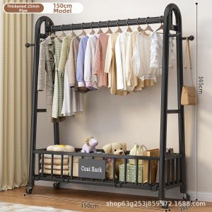Single Pole Standing Clothes Hanger for Bedroom Use Mobile Storage