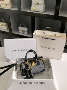 Fashionable Polka Dot Handbag Womens Shoulder Bag Pillow Shape Handheld Bag Casual Style PU Leather Medium Size Bag