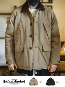 Maden Thickened Warmth Cotton Jacket Safari Hunting Clothes Male Autumn Winter Workwear Standard Fit Long Sleeve Zipper Closure