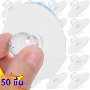 50/2pcs คริสตัลโปร่งใสลูกบิดประตูตู้ลิ้นชักประตู Knobs Handle Self-กาวจับฟังก์ชั่นตะขอประตู Wall Decor