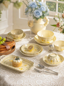 JINGDITAOCI | Underglaze Color Aesthetic Ceramic Tableware Set