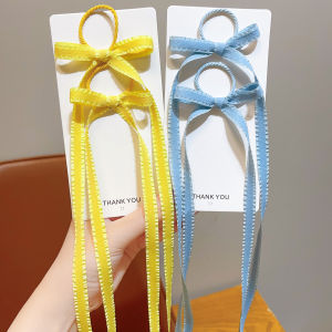 Stylish Butterfly Knot Silk Ribbon Hair Ties for Girls Childrens Hair Bands Braiding Scarf Elastic Bands Sweet Style