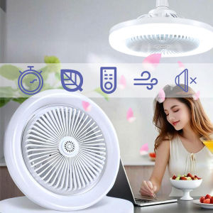 Remote Control Ceiling Fan with LED Lamp Ceiling Fan with E27 Converter Base Smart Ceiling Fans For Bedroom Living Room