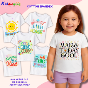 White T-shirt for Kids Girls Ages 0-10 Years Old Cute Statement Shirt Cotton Spandex Sando Tank Top