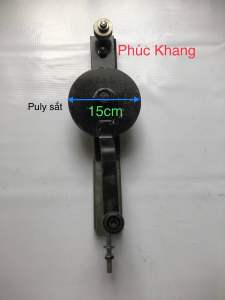 Tay quay mái bạt xếp - mái hiên - mái trượt puly 15cm có tăng cáp. Có 2 màu xám và đen