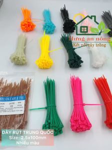 DR310TQ - Combo 5 sét màu dây rút nhựa đánh dấu gia cầm buộc linh kiện cố định cây trồng (sét 100 sợi size 2.5x100mm)