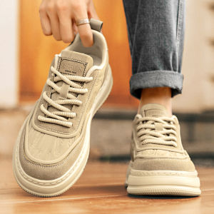 Mens Casual Leather Shoes Autumn Winter Trendy Brand High-End Feelings Thick Bottom Heightening Anti-Slip Workwear Sports Shoes