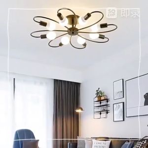 Lampu Plafon Modern Ceiling Light Retro Metal Chandeliers Light Nordic Ceiling Light pendant led light Fixtures Black 3 6 Heads for Kitchen Living Room Dining Room