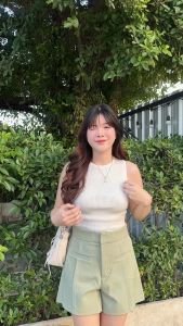 MesubShop กางเกงขาสั้น กระเป๋าเรียบ พรางสัด สีมินิมิลสุด รุ่น ผ้าโรเซฟ ใส่ทำงาน ใส่เที่ยวได้หมด