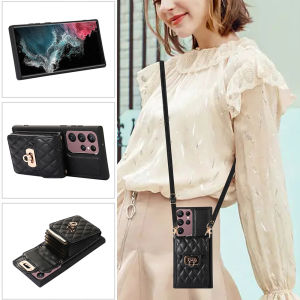 เคสใส่บัตรสำหรับ Samsung S23 S24พิเศษบวกกับสายคล้องเส้นทแยงมุมเคส Dompet Koin เคสมือถือเคสโทรศัพท์ Samsung S22 Plus S24 Ultrs S21 FE S22 + กระเป๋าสตางค์กระเป๋าใส่ของ Samsung เคสปกแบบพิเศษ Note20พร้อมกระเป๋าเก็บบัตร Samsung S23เคสช่องใส่การ์ด FE