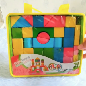38pcs Wooden Blocks for Kids Educational Toy Shape Color Learning Puzzle Building Set With Carry Bag