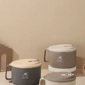 Bát tô ăn mì inox cao cấp cách nhiệt 1100ml có nắp kê điện thoại LILA BATMI65