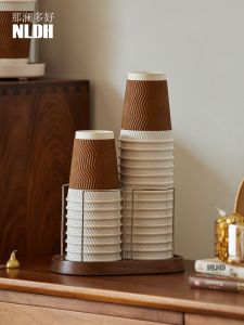 NALANDUOHAO | Elegant Wooden & Stainless Steel Cup Dispenser for Disposable Cups Coffee Corner Setup