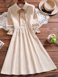 Corduroy Shirt Dress Womens Mid-Length Base Layer Spring Autumn 2025 New Style Forest System Girls Student Teenage Dress
