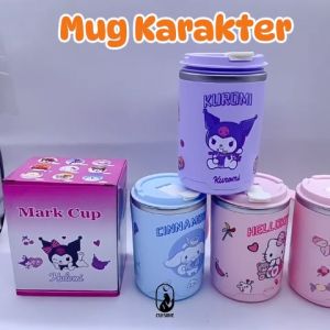 Gelas Cup Stainless Anak Gambar Kuromi Sanrio Disney Elsa Dino SUS 304