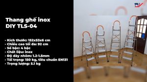 Thang ghế 4 bậc DIY TLS-04 chiều cao sử dụng tối đa 92cm tải trọng 150kg - Hàng chính hãng