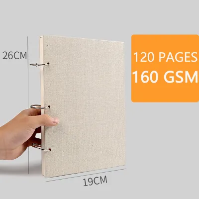 Retro Spiral Sketchbook Linen Hardcover 120 Pages 160GSM Refillable Notebook for Art Drwaing Stationery School Supplies